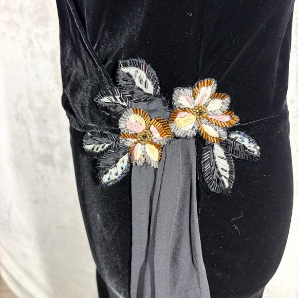 VTG Newport News Velvet Evening Dress Size 4 Black Y2K 90S Glam Dark Fairy Goth - Picture 4 of 11